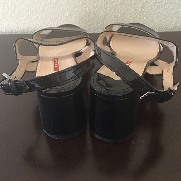 Prada block heel black leather sandals 41 US 11 - Picture 5 of 11